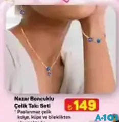 NAZAR BONCUKLU ÇELİK TAKI SETİ NAZAR BONCUKLU ÇELİK TAKI SETİ